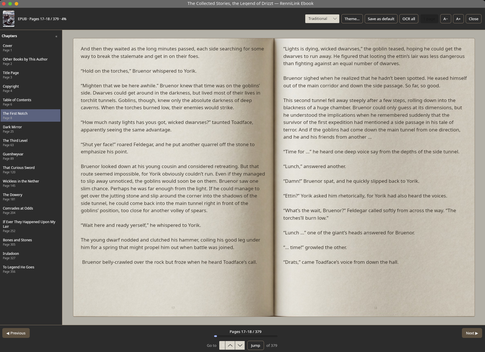 Two-page Traditional theme open book reader